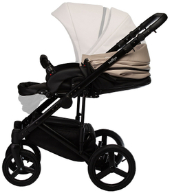 Детская коляска Indigo Tour Eco 3 в 1 с автокреслом Avionaut Cosmo Te01 черная кожа+бежевая кожа