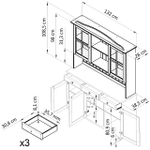 Шкаф витрина Лена трехдверный из массива сосны / буфет для кухни без отделки