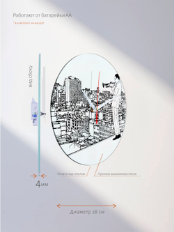 Часы настенные бесшумные из закаленного стекла