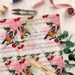 Ткань блэкаут птички и кадриль