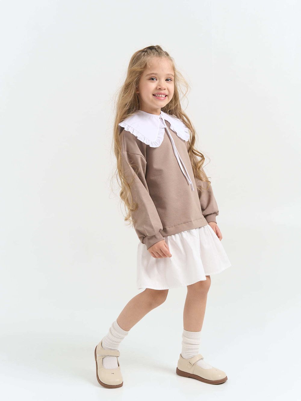 Платье с хлопковой юбкой "Кокос"