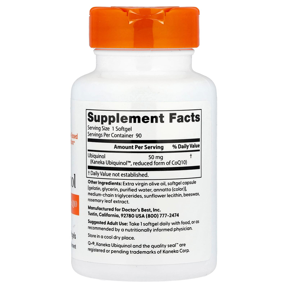 Doctor's Best, убихинол с Kaneka Q+®, 50 мг, 90 капсул