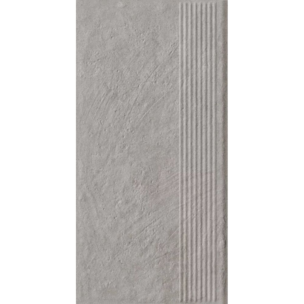 Paradyz Carrizo Grey - Ступень простая структурная с насечками 300x600