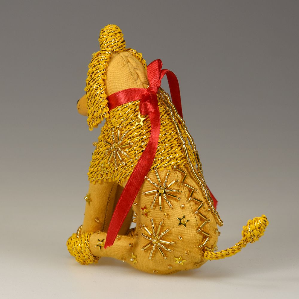 Бисерная ёлочная игрушка Пудель