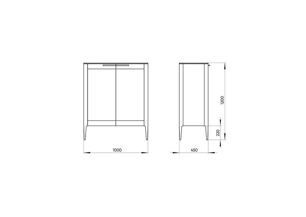 Витрина Type oak стеклянная высота 120 см (молочный)