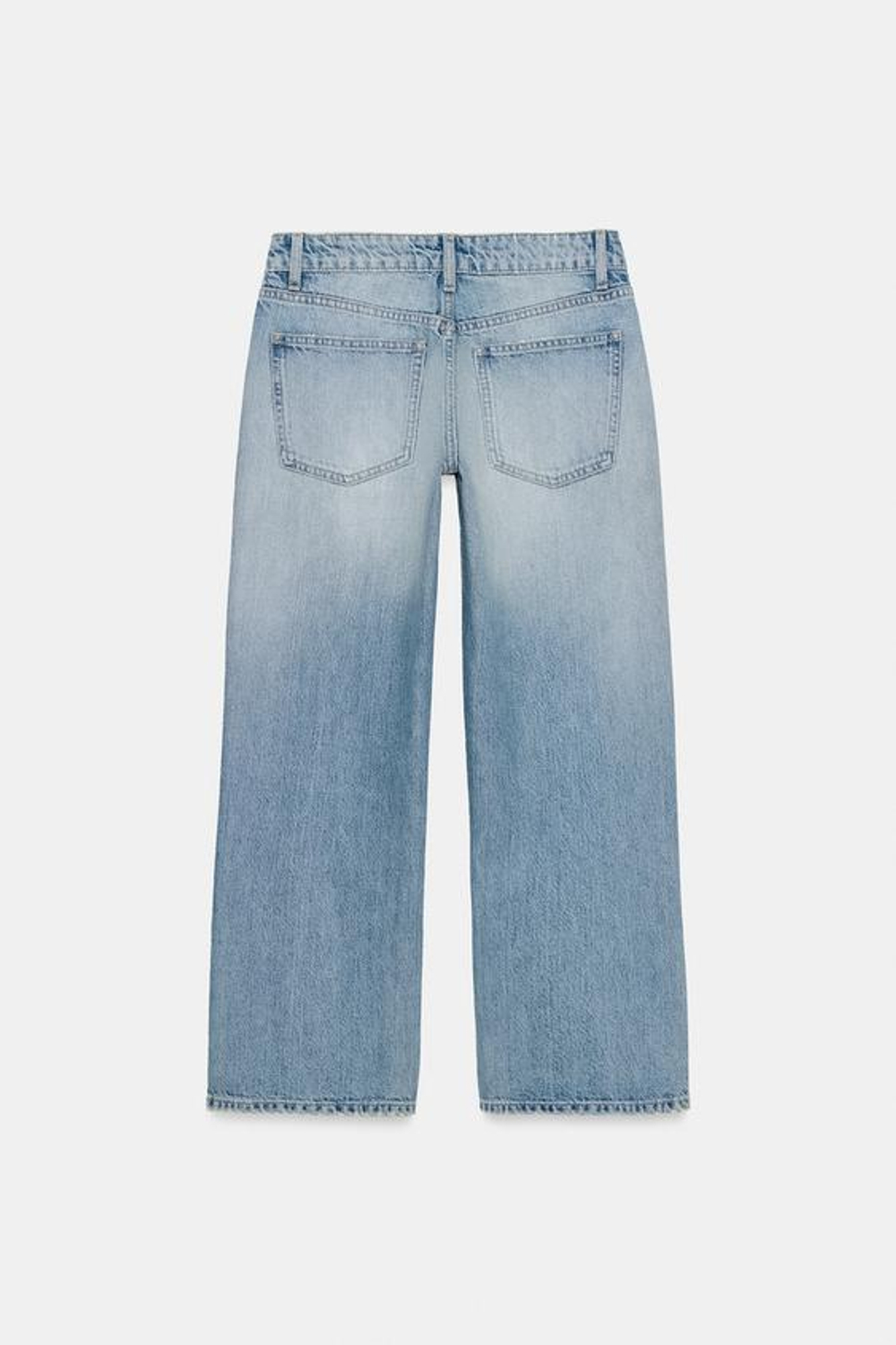 Джинсы TRF с низкой талией, короткими и широкими брючинами - ZARA