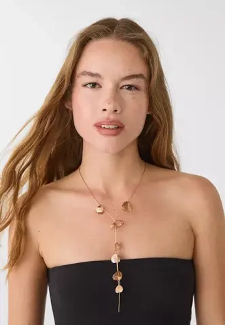 STRADIVARIUS Ожерелье с рельефными цветами, золотой