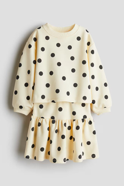 H&M Комплект из юбки и толстовки с принтом, светло-желтый