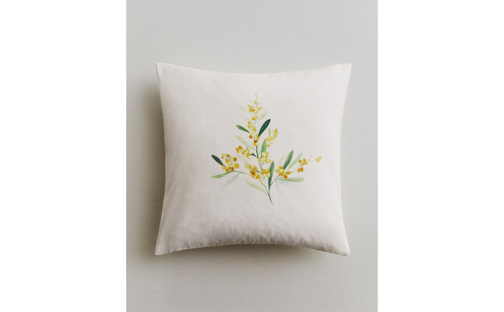 Zara Home наволочка декоративная из хлопка, молочный, 45x45 см