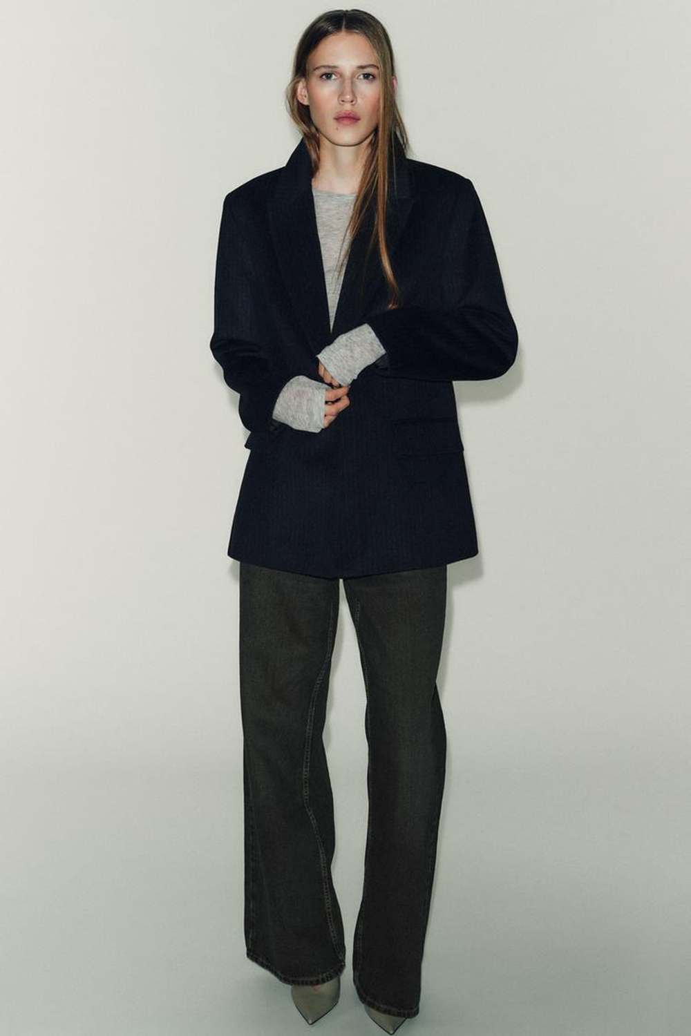 ZARA БЛЕЙЗЕР ИЗ ШЕРСТИ В ТОНКУЮ ПОЛОСКУ, ПОЛОСКИ