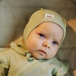 Чепчик "Шалфей" из хлопка в рубчик 0-3 м