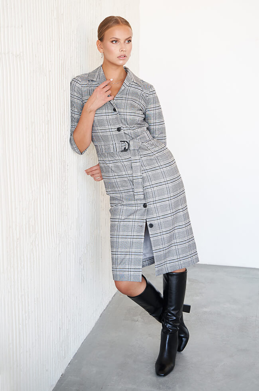 51424 Платье женское (серый клетка)