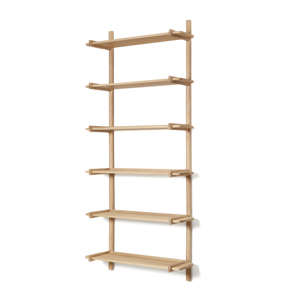 Модульный стеллаж Sitra, 6 полок из массива дуба с натуральной отделкой, 90 см