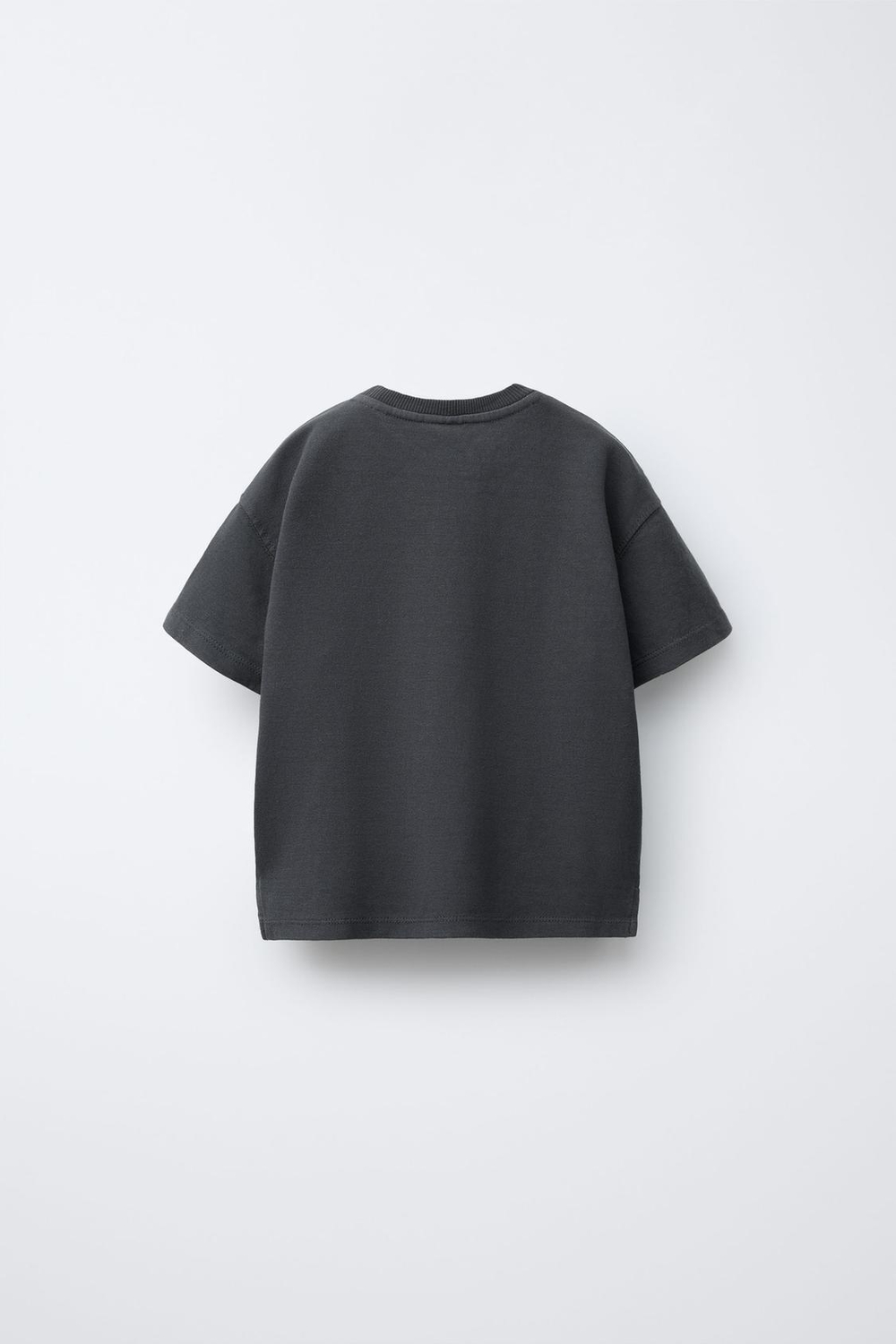 ZARA ОДНОТОННАЯ ФУТБОЛКА ИЗ ТКАНИ ИНТЕРЛОК, АНТРАЦИТОВО-СЕРЫЙ