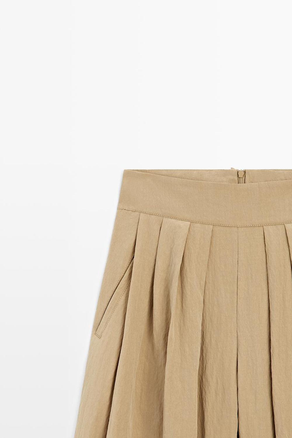 Massimo Dutti Брюки-палаццо со складками, цвет верблюжьей шерсти