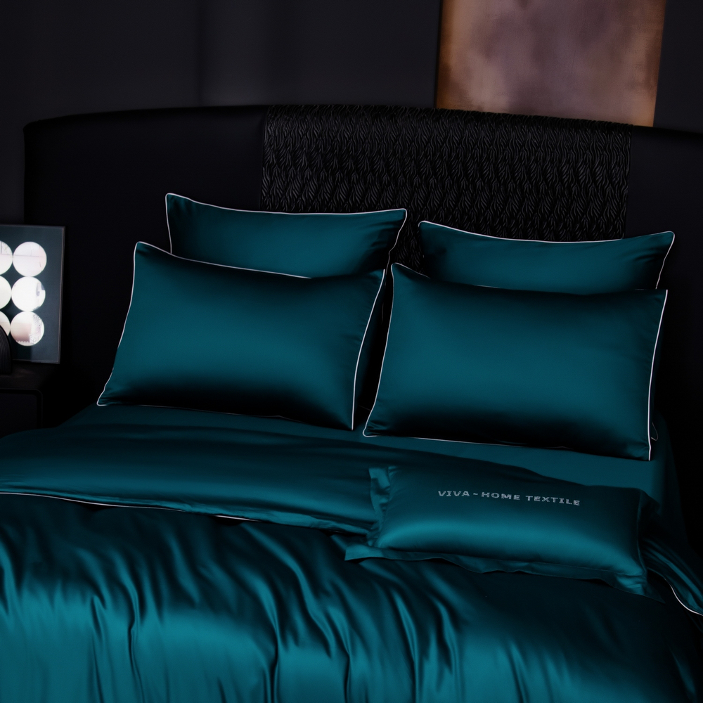КПБ Однотонный Сатин Премиум на резинке OCPR007, Евро, 4 наволочки, простынь 180*200*30