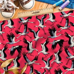 Ткань премиум шелк искусственный Армани стая журавлей