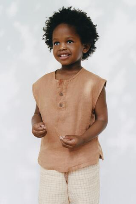 ZARA ШОРТЫ ИЗ 100% ЛЬНА В КЛЕТКУ, ЦВЕТ СЛИВОЧНОГО МАСЛА