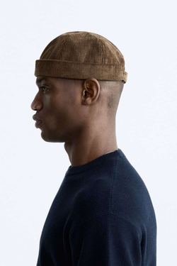 ZARA ВЕЛЬВЕТОВАЯ ШАПКА, КОРИЧНЕВЫЙ