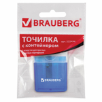 Точилка BRAUBERG "OfficeBox" с контейнером и крышкой прямоугольная в упаковке с подвесом ассорти (72 штуки в упаковке)