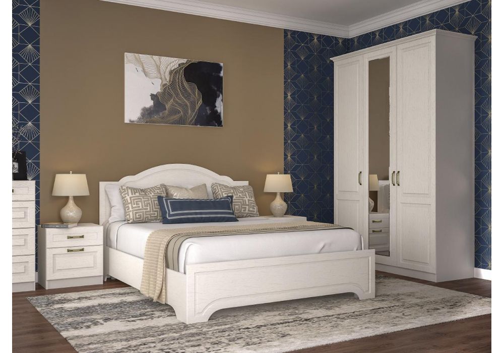 Шкаф Ливерпуль с зеркалом белый / ясень ваниль