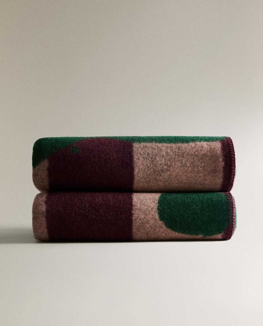 Zara Home - Шерстяной плед в полоску и ветви x collagerie, зеленый, 140x190 см