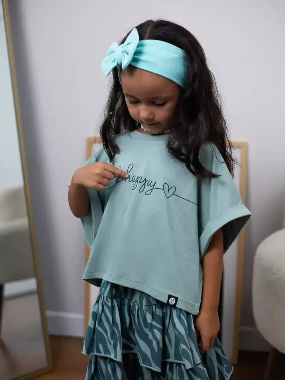 Летний костюм для девочки, юбка и футболка