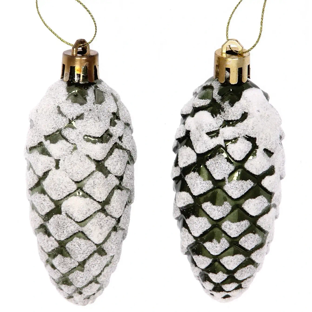 Ёлочные игрушки «Таинственное очарование» Шишки 9 см (набор 2шт), изумруд
