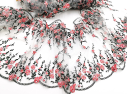 Вышивка на сетке, 24см, малиновые васильки на белом фоне (Артикул: VS-2016), м