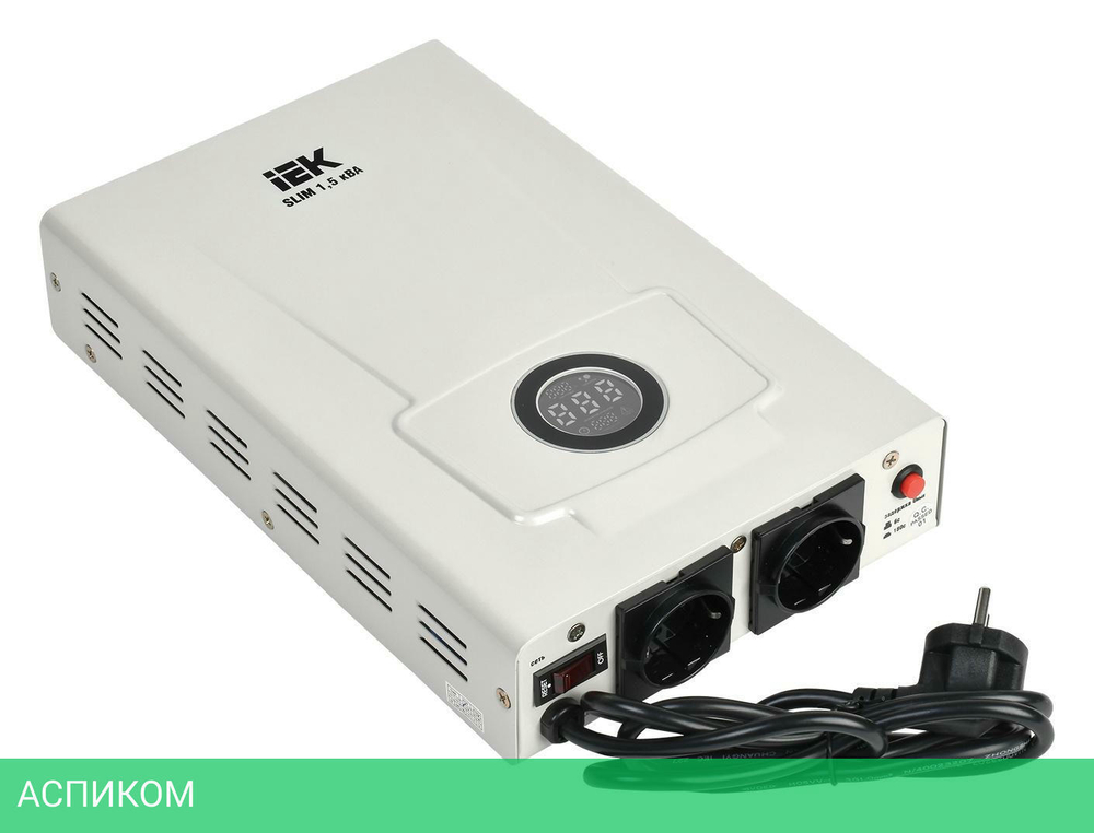 Стабилизатор напряжения IEK Slim 1.5кВА белый (IVS22-1-D15-09)