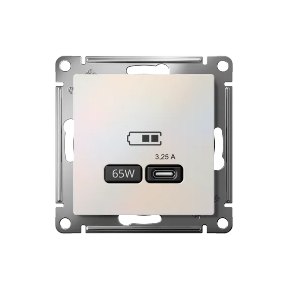 Розетка USB AtlasDesign тип C 65Вт QC PD высокоскор. ЗУ механизм жемчуж. SE ATN000427