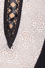 Боди в полоску с нежным кружевом и шнуровкой Larisa (Размер: XXL-XXXL) (Цвет: черный с белым)