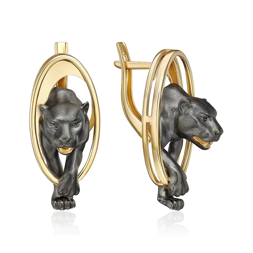 Серьги «Королевы саванны» с английским замком из лимонного золота 02-5301-00-000-1130
