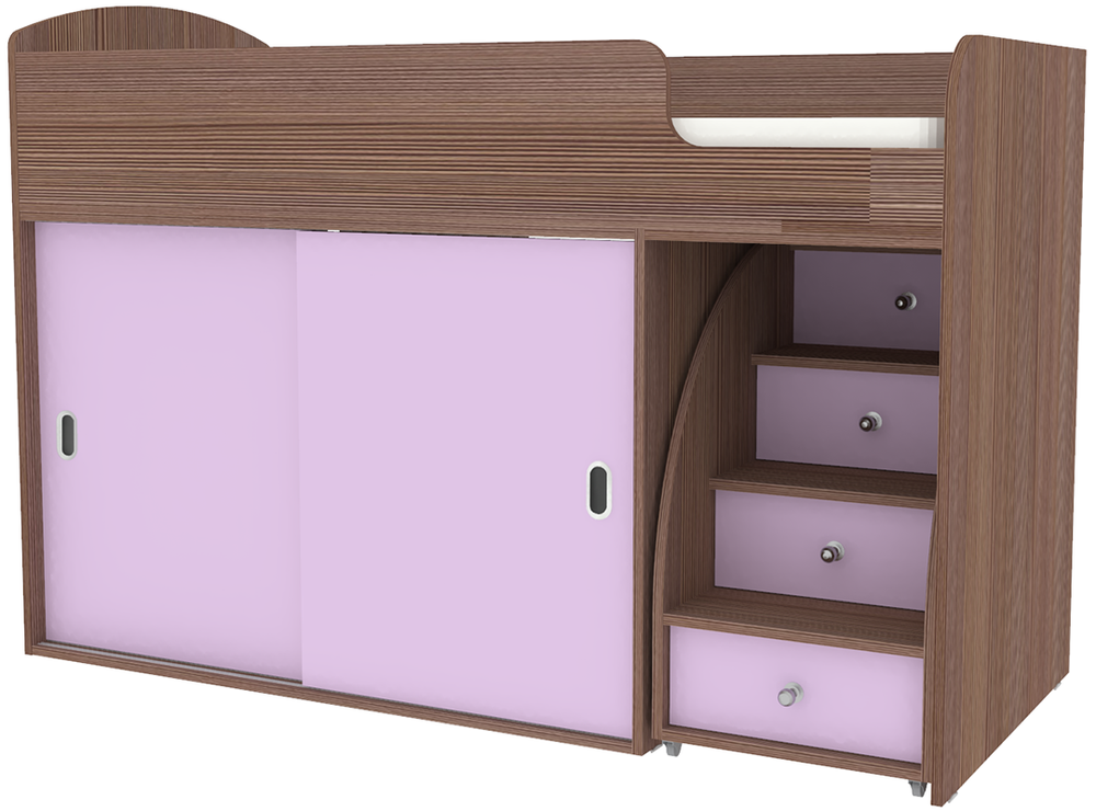 Кровать-чердак КарИВи Малыш Купе Бодего Темный Ирис