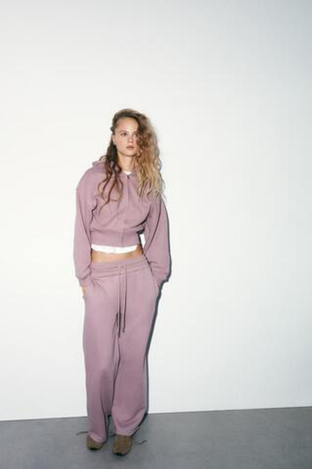 ZARA БРЮКИ ПРЯМОГО КРОЯ ИЗ МЯГКОЙ ТКАНИ, ЦВЕТ РОЗОВОГО МЕЛА