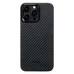 Чехол из арамидного волокна с поддержкой MagSafe PITAKA MagEZ Case 4 600D для iPhone 15 Pro, Black / Grey Twill (Cаржевое переплетение)