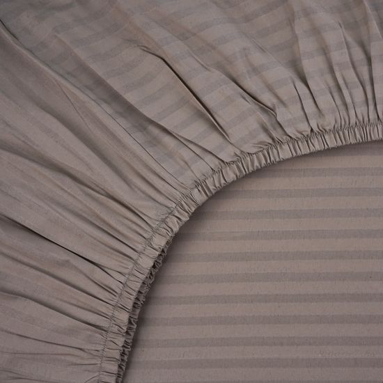 Простыня на резинке Beige, 90x200х30, страйп полисатин DOMTEKC