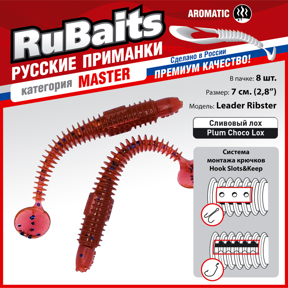 Рыболовные, силиконовые приманки виброхвост RuBaits Leader Ribster Набор для рыбалки на щуку, на судака, на окуня форель. На спиннинг, джиг, микроджиг