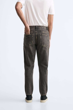 ZARA ДЖИНСЫ CROPPED SLIM, УГОЛЬНЫЙ