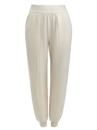 Женские брюки молочного цвета из шерсти и кашемира - фото 1