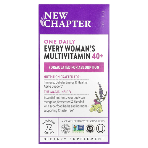 New Chapter, One Daily Every Woman's ™, мультивитамины 40+, 72 вегетарианские таблетки