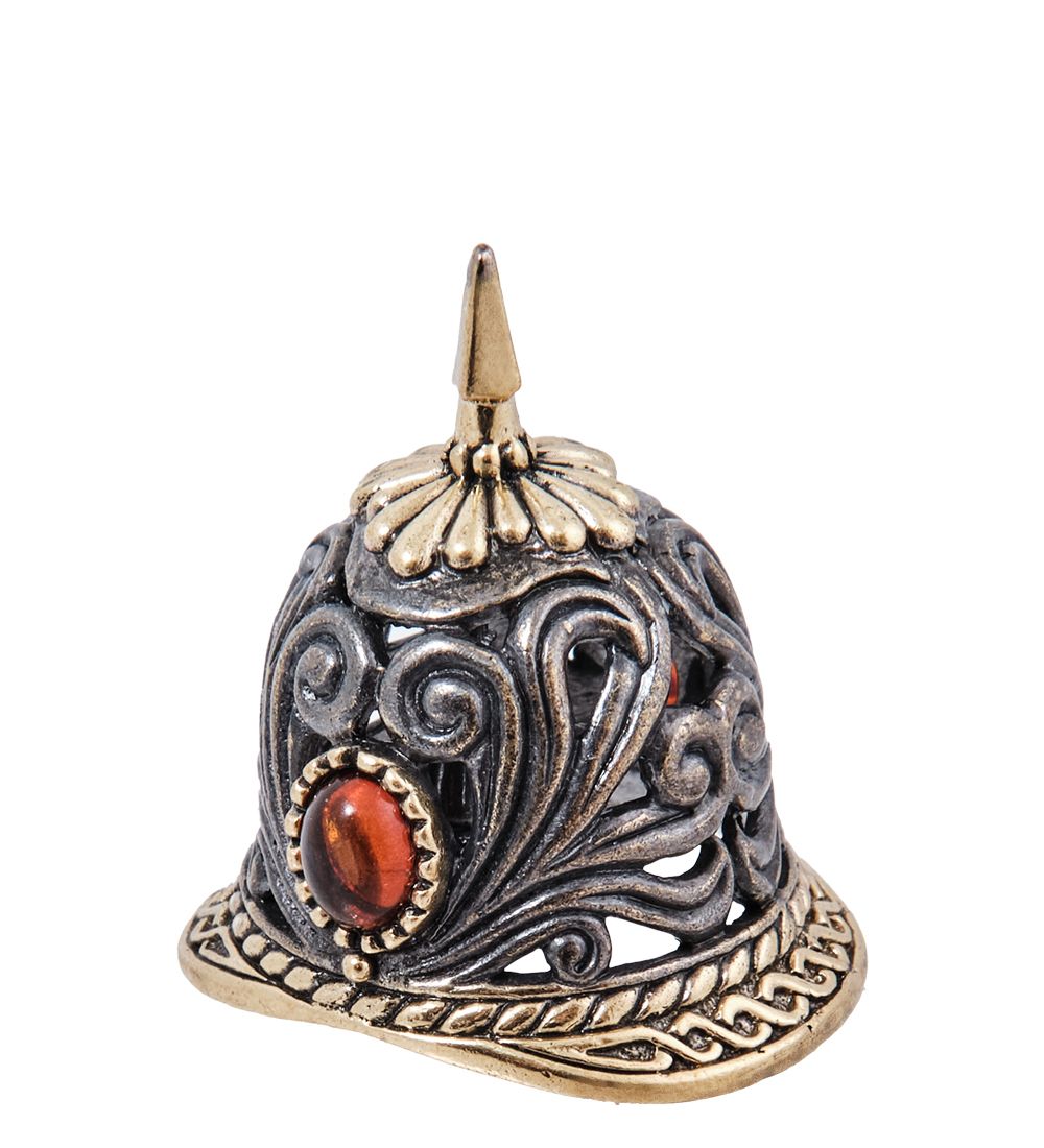 AM- 745 Колокольчик «Шлем Пикельхельм» (латунь, янтарь)