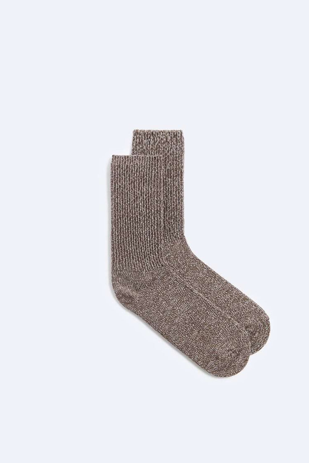 ZARA НОСКИ В РУБЧИК В СТИЛЕ РУСТИК, КОРИЧНЕВЫЙ