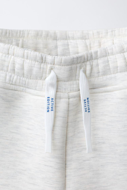 ZARA СПОРТИВНЫЕ БРЮКИ С ЛОГОТИПОМ, СЕРЫЙ МЕЛАНЖ