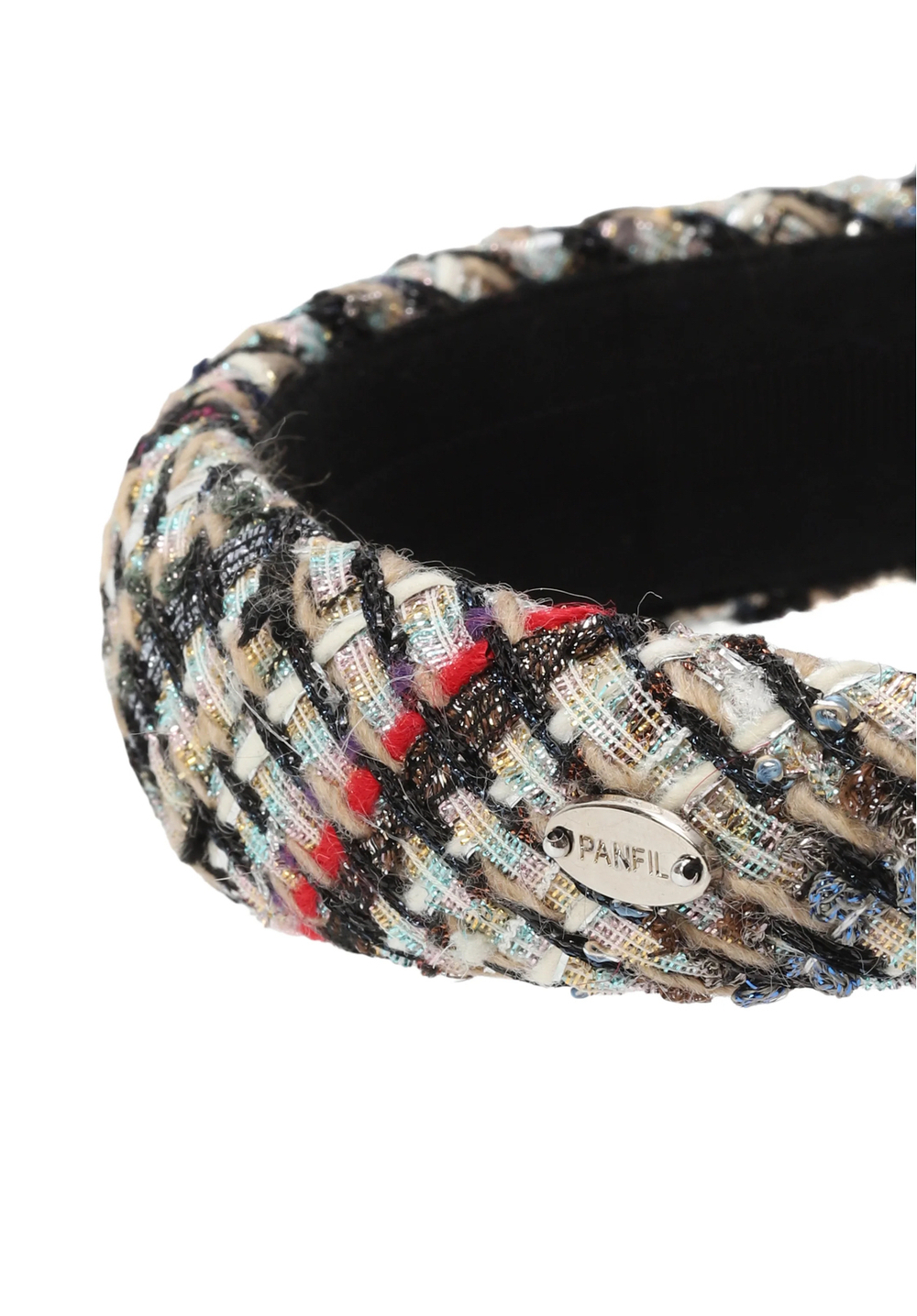 Твидовый ободок серый с цветными нитями