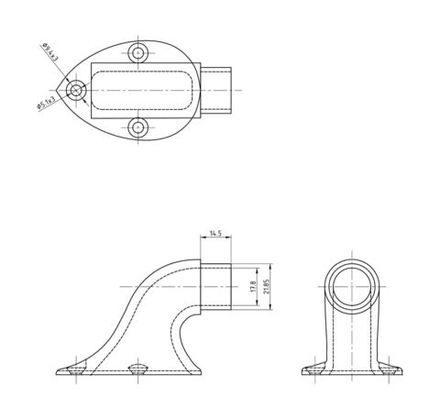 Стойка поручня концевая под трубу 1" (25 мм), высота 44 мм