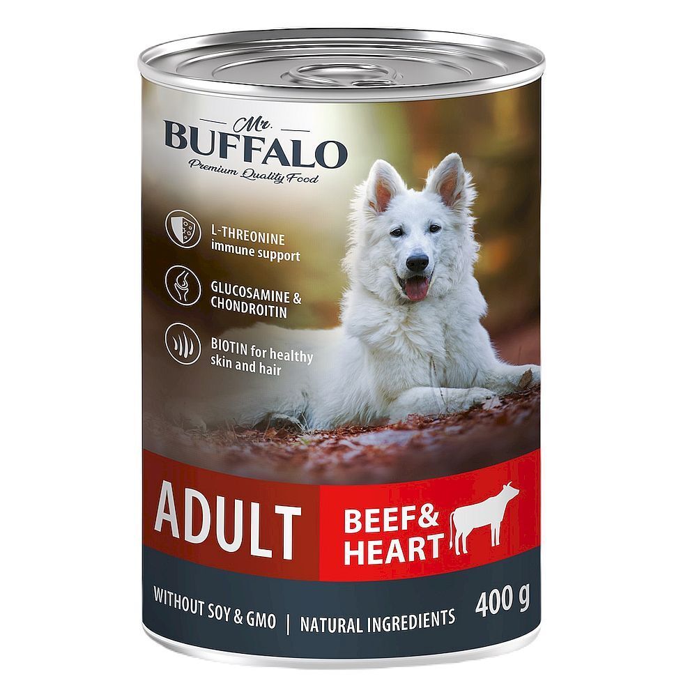 Mr.Buffalo кон. ADULT 400г (говядина и сердце) д/собак B401
