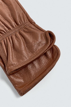 ZARA КОЖАНЫЕ ПЕРЧАТКИ, КОРИЧНЕВЫЙ