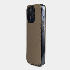 Чехол для iPhone 15 Pro Max из кожи сафьяно, бежевого цвета