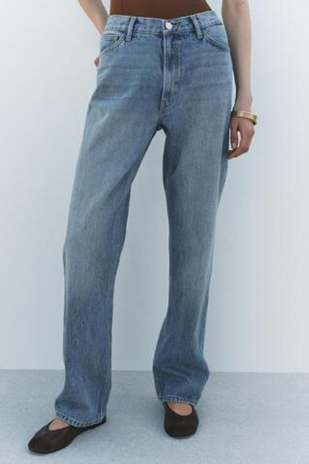 ZARA ДЖИНСЫ STRAIGHT С ВЫСОКОЙ ПОСАДКОЙ — ZW COLLECTION, ГОЛУБОЙ